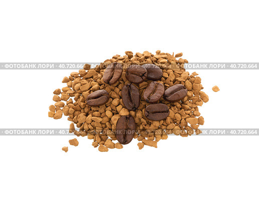 Coffee beans and coffee soluble. Стоковое фото, фотограф Roman B. / Фотобанк Лори