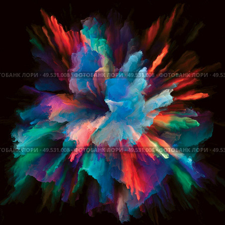 Color Emotion series. Backdrop of color burst splash explosion on the subject of imagination, creativity art and design. Стоковое фото, агентство Ingram Publishing / Фотобанк Лори