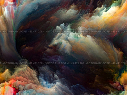 Color Flow series. Graphic composition of streams of digital paint  for subject of music, creativity, imagination, art and design. Стоковое фото, агентство Ingram Publishing / Фотобанк Лори