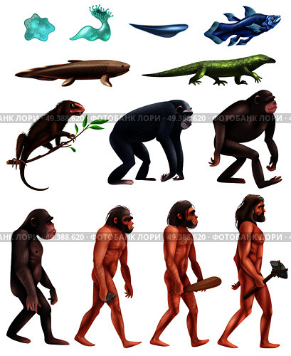 Colored and isolated darwin evolution icon set with transition from era to era vector illustration. Darwin Evolution Icon Set. Стоковая иллюстрация, агентство Ingram Publishing / Фотобанк Лори