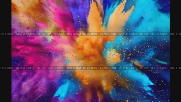 Colored powder explosion on gradient dark background. Freeze motion. Стоковое AI-видео, аниматор Ирина Ручушкина / Фотобанк Лори
