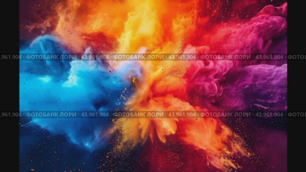 Colored powder explosion on gradient dark background. Freeze motion. Стоковое AI-видео, аниматор Ирина Ручушкина / Фотобанк Лори