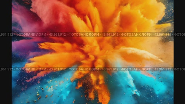 Colored powder explosion on gradient dark background. Freeze motion. Стоковое AI-видео, аниматор Ирина Ручушкина / Фотобанк Лори