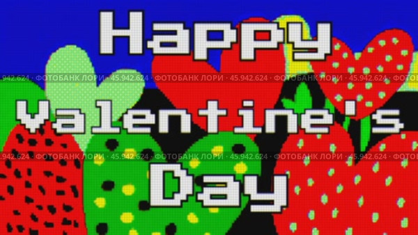 Colorful 8 bit Pop Art Valentine's Day Greeting with Digital Pixelated Hearts. Стоковое AI-видео, аниматор Александра Конопля / Фотобанк Лори