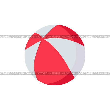 Colorful Beach Ball. Colorful red and white beach ball icon isolated on white background. Vector illustration. Стоковая иллюстрация, агентство Ingram Publishing / Фотобанк Лори