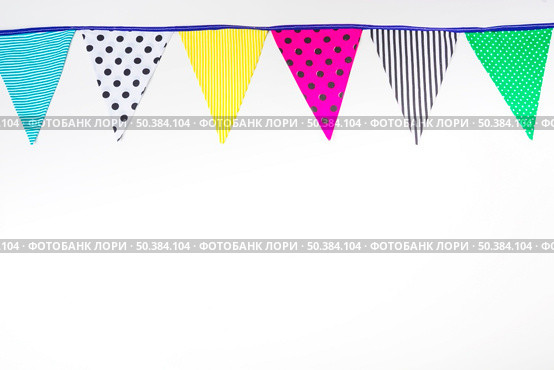 colorful bunting flags white background. Стоковое фото, агентство Ingram Publishing / Фотобанк Лори