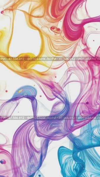 Colorful ink flowing and mixing in water on white background. Стоковое AI-видео, аниматор Юрий Поздников / Фотобанк Лори