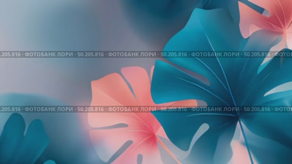 Colorful tropical leaves in various shapes and sizes, featuring shades of green, pink, and white, creating a vibrant and lively botanical illustration with a soft background. Стоковое AI-видео, аниматор Ирина Ручушкина / Фотобанк Лори