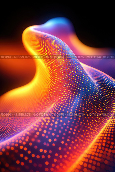 Colorful waves swirl dynamically, creating an abstract representation of energy and motion with vivid patterns and light. Стоковое AI-изображение, AI-художник Данила Большаков / Фотобанк Лори