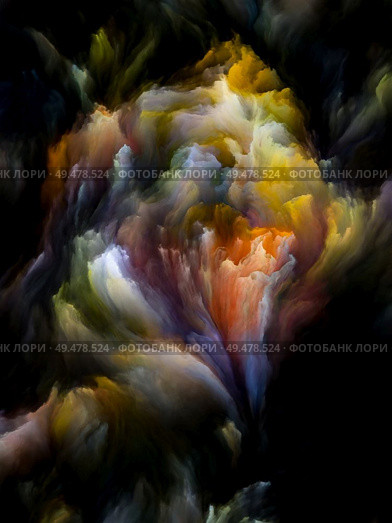 Coloring Space series. Three dimension multicolored cloudy formations. Abstraction on the subject of art, imagination, creativity and education. Стоковое фото, агентство Ingram Publishing / Фотобанк Лори