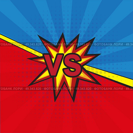 Comic book versus template background, classic pop-art style, superhero battle intro. Стоковая иллюстрация, агентство Ingram Publishing / Фотобанк Лори