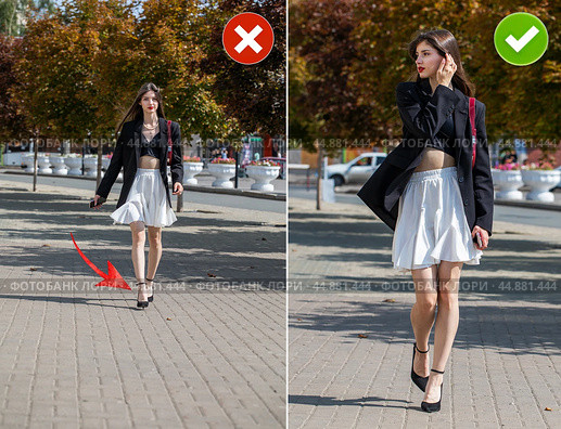 Common mistakes in female posing and how to avoid them. Photo poses. Стоковое фото, фотограф Андрей Аркуша / Фотобанк Лори