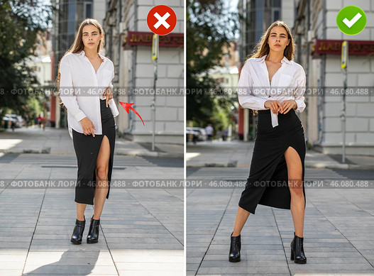 Common mistakes in female posing and how to avoid them. Photo poses. Стоковое фото, фотограф Андрей Аркуша / Фотобанк Лори