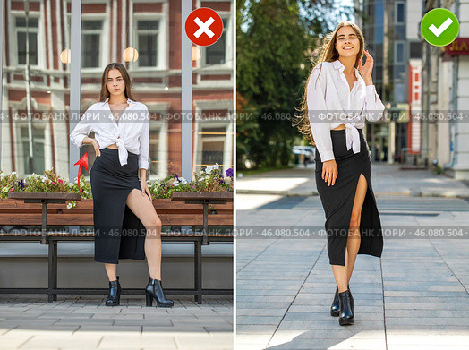 Common mistakes in female posing and how to avoid them. Photo poses. Стоковое фото, фотограф Андрей Аркуша / Фотобанк Лори