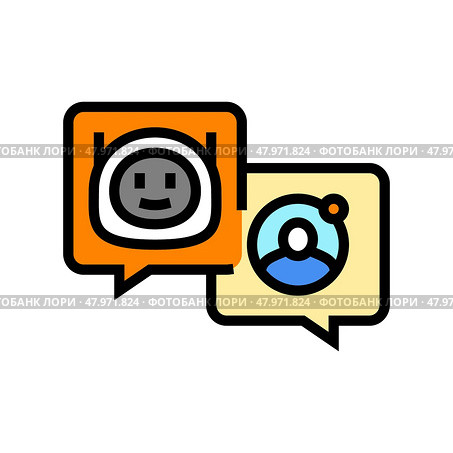 communication chat bot color icon vector illustration. Стоковая иллюстрация, иллюстратор Vectorwin / Фотобанк Лори