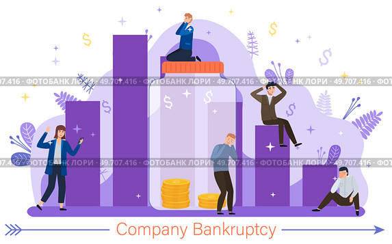 Company bankruptcy. Financial rescue, depressed businessmen. Economic financial crisis, sinking business, loan payback money problem, people and economy recession, risk, collapse, unsuccessful funding. Company bankruptcy. Financial rescue, depressed businessmen. Economic problem, financial crisis. Стоковая иллюстрация, агентство Ingram Publishing / Фотобанк Лори