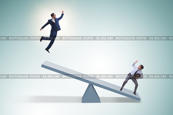 Competition concept with businessman and seesaw. Стоковое фото, фотограф Elnur / Фотобанк Лори
