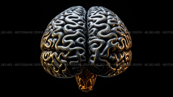 complexity brain on black ai generated. Стоковое AI-изображение, AI-художник Vectorwin / Фотобанк Лори