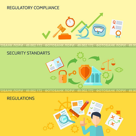 Compliance banner set with security standarts and regulations elements isolated vector illustration. Compliance Banner Set. Стоковое фото, агентство Ingram Publishing / Фотобанк Лори