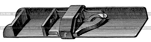 Composing stick. Publication of the book "Meyers Konversations-Lexikon", Volume 7, Leipzig, Germany, 1910. Стоковая иллюстрация, иллюстратор Sergey Kohl / Фотобанк Лори