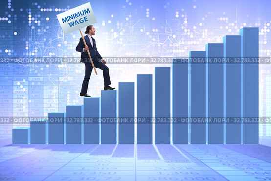 Concept of minimum wage with businessman. Стоковое фото, фотограф Elnur / Фотобанк Лори