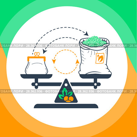 concept of private trade balanced weights. Стоковая иллюстрация, иллюстратор Седых Алена / Фотобанк Лори