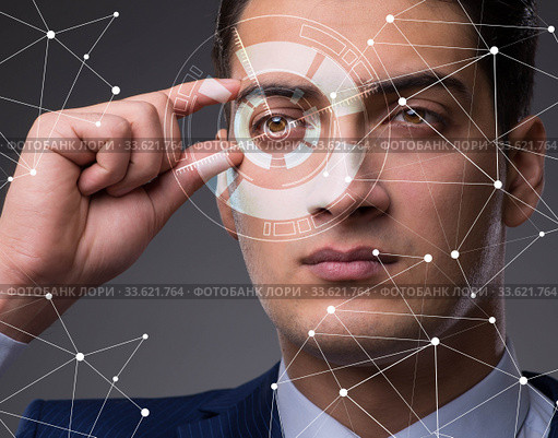Concept of sensor implanted into human eye. Стоковое фото, фотограф Elnur / Фотобанк Лори