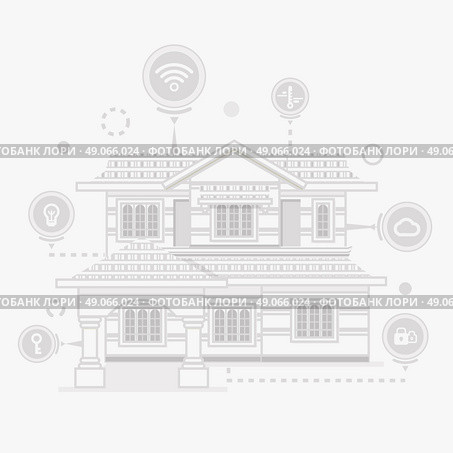 Concept of smart home and control device. Technology device, system mobile automation, monitoring energy power, electricity efficiency, equipment temperature, smart house, remote thermostat. Стоковая иллюстрация, агентство Ingram Publishing / Фотобанк Лори