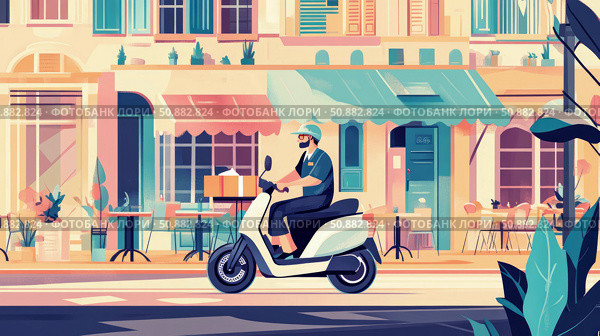 Concept: Urban Delivery. Purpose: Illustration for delivery service application. Стоковое AI-изображение, AI-художник Данила Большаков / Фотобанк Лори