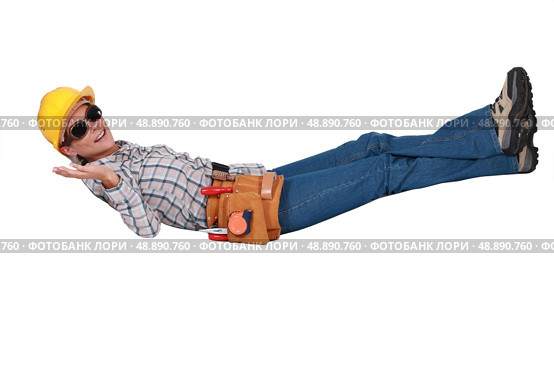 Construction worker taking it easy. Стоковое фото, агентство Ingram Publishing / Фотобанк Лори