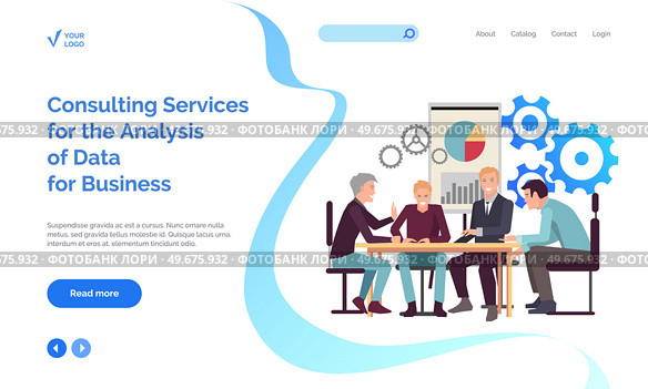 Consulting services for analysis of data for business concept. People work in technical support, maintenance, settings. Men brainstorming, having meeting, discussing statistics, analysing data. People work in technical support, maintenance, settings. Men discussing statistics, analysing data. Стоковая иллюстрация, агентство Ingram Publishing / Фотобанк Лори