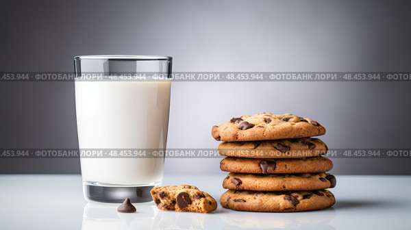 cookies glass of soymilk ai generated. Стоковое AI-изображение, AI-художник Vectorwin / Фотобанк Лори