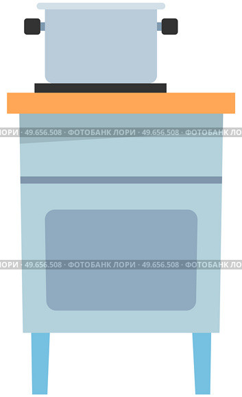 Cooking pot on gas stove. Saucepan on modern cooker. Cooking device, equipment with pot of boiling water. Appliance for kitchenware heating concept. Cookware heating on stove vector illustration. Gas stove, cooking device, equipment with pot of boiling water. Appliance for kitchenware heating. Стоковая иллюстрация, агентство Ingram Publishing / Фотобанк Лори
