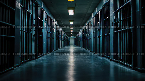 corridor black prison ai generated. Стоковое AI-изображение, AI-художник Vectorwin / Фотобанк Лори