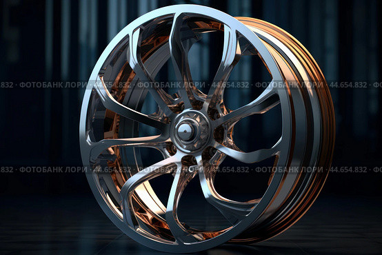 Corrosion-resistant Titanium car wheel. Generate Ai. Стоковое AI-изображение, AI-художник Иван Рябоконь / Фотобанк Лори