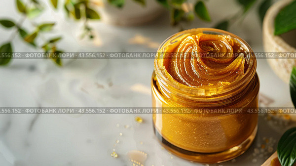 cosmetic sugar body scrub with enzymatic exfoliating. Стоковое AI-изображение, AI-художник Margarita Davchenko / Фотобанк Лори