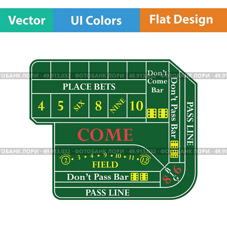 Craps table icon. Flat color design. Vector illustration. Стоковая иллюстрация, агентство Ingram Publishing / Фотобанк Лори