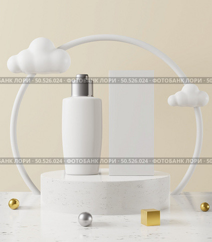 cream bottle or perfume pump placed on pastel white background, 3d style. Стоковое фото, агентство Ingram Publishing / Фотобанк Лори