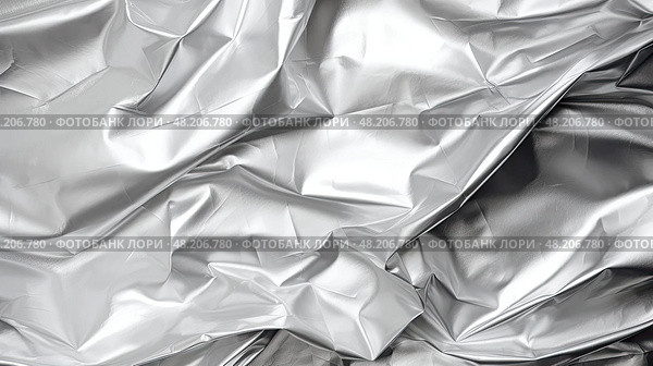 crinkled silver foil texture background ai generated. Стоковое AI-изображение, AI-художник Vectorwin / Фотобанк Лори