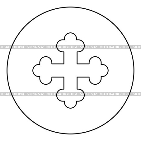 Cross trefoil shamrock Cross monogram Religious cross icon in circle round outline black color vector illustration flat style simple image. Стоковая иллюстрация, агентство Ingram Publishing / Фотобанк Лори