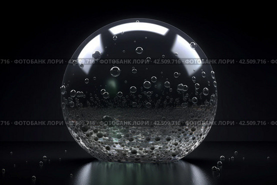 Crystal ball with bulbs on dark background. Generate ai. Стоковое AI-изображение, AI-художник Иван Рябоконь / Фотобанк Лори