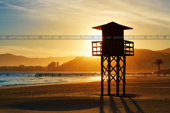 Cullera Playa los Olivos beach sunset in Mediterranean Valencia at Spain. Стоковое фото, агентство Ingram Publishing / Фотобанк Лори