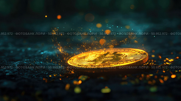 currency illuminating coin ai generated. Стоковое AI-изображение, AI-художник Vectorwin / Фотобанк Лори
