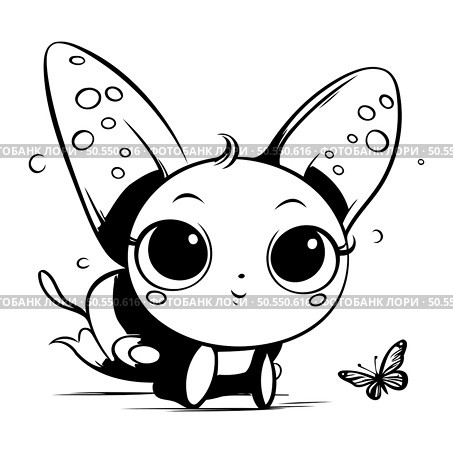 Cute cartoon butterfly. Vector illustration isolated on a white background. Стоковая иллюстрация, агентство Ingram Publishing / Фотобанк Лори