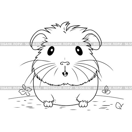 Cute hamster. Black and white vector illustration for coloring book. Стоковая иллюстрация, агентство Ingram Publishing / Фотобанк Лори
