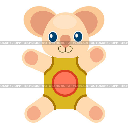 Cute koala bear with blue eyes and big ears in beige rompers with red circle isolated vector illustration on white background.. Cute Koala Bear in Beige Rompers Illustration. Стоковая иллюстрация, агентство Ingram Publishing / Фотобанк Лори