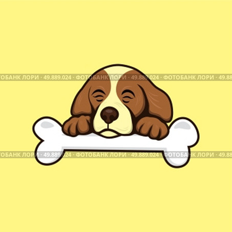 cute little puppy with bone. cute little puppy with bone theme vector art illustration. Стоковая иллюстрация, агентство Ingram Publishing / Фотобанк Лори