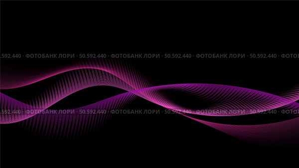 dark background with abstract flowing purple waves formed by fine textured lines, creating a dynamic artistic motion perfect for modern design, wallpapers. Стоковая иллюстрация, агентство Ingram Publishing / Фотобанк Лори