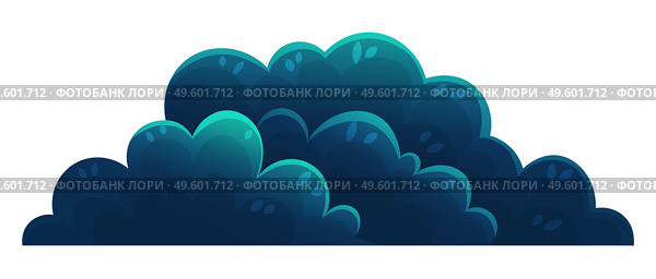 Dark blue shrub, forest vegetation. Cartoon flat style mixed forest shrubs. Hazel, hawthorn, juniper, yew, unpretentious plant. Medicinal plants, herbs. Blue bush or shrub on white background. Bush or shrub isolated on white. Blue cartoon forest vegetation for games, websites, banners. Стоковая иллюстрация, агентство Ingram Publishing / Фотобанк Лори