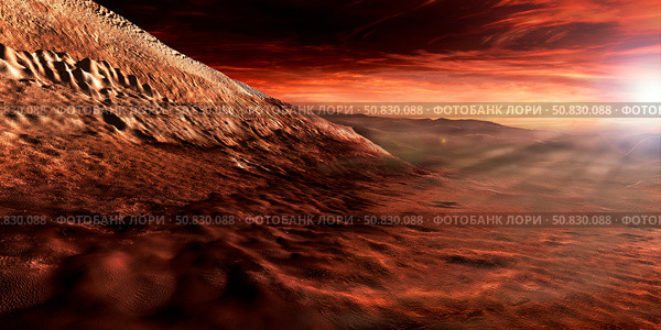 Dark dunes march along the floor of Gale Crater, Mars. Стоковое фото, фотограф Steven Hobbs/Stocktrek Images / ТАСС / Фотобанк Лори
